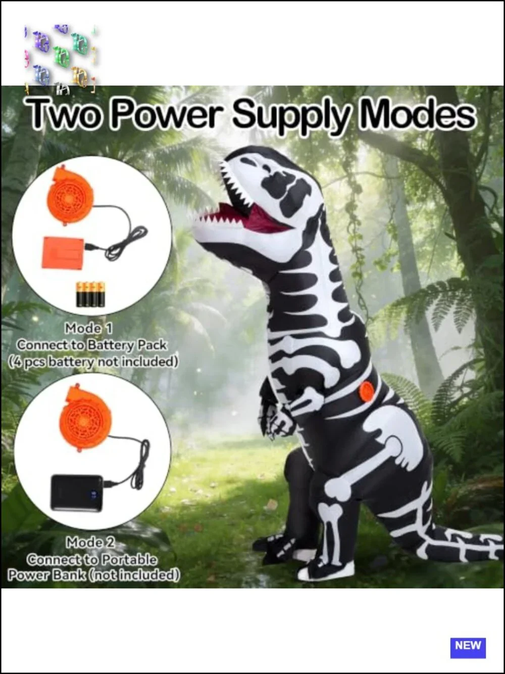 Inflatable Dinosaur Skeleton Costume for Kids Teens Halloween T-Rex Blow Up